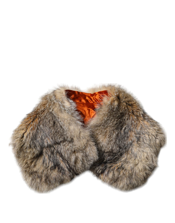 Brown Fur Shoulder Collar Neck Wrap Scarf Dolce & Gabbana