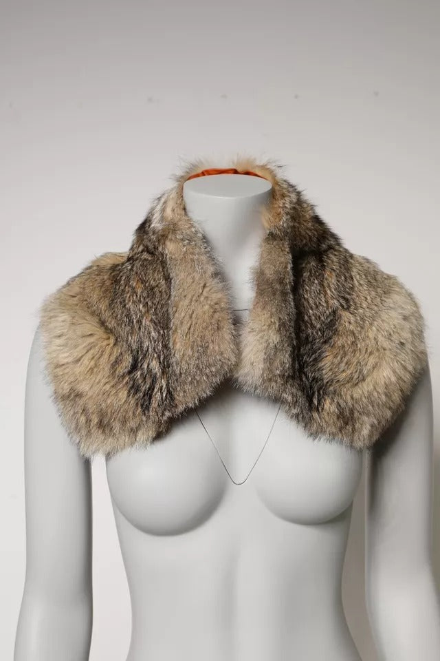 Brown Fur Shoulder Collar Neck Wrap Scarf Dolce & Gabbana