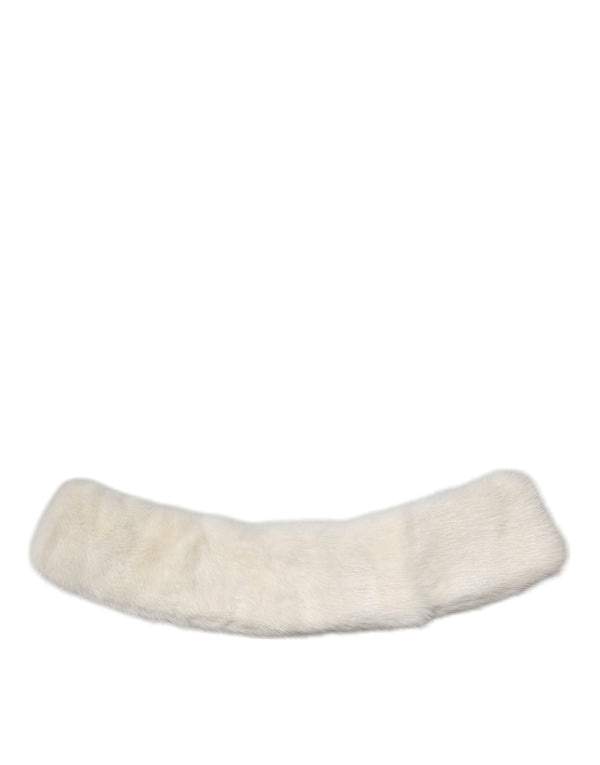 White Mink Fur Collar Women Neck Wrap Scarf Dolce & Gabbana