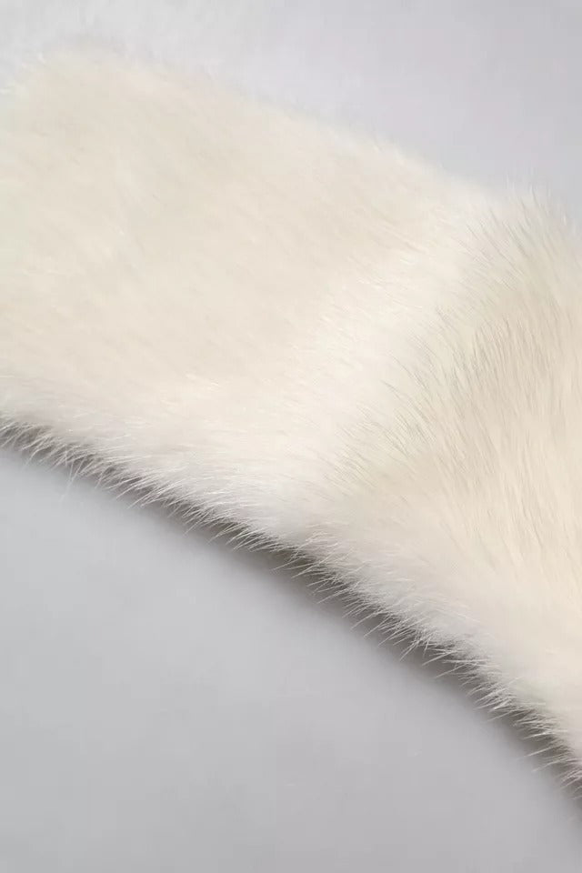White Mink Fur Collar Women Neck Wrap Scarf Dolce & Gabbana