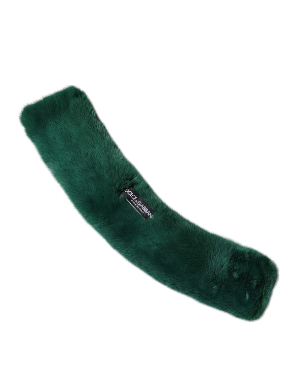 Green Mink Fur Collar Women Neck Wrap Scarf Dolce & Gabbana