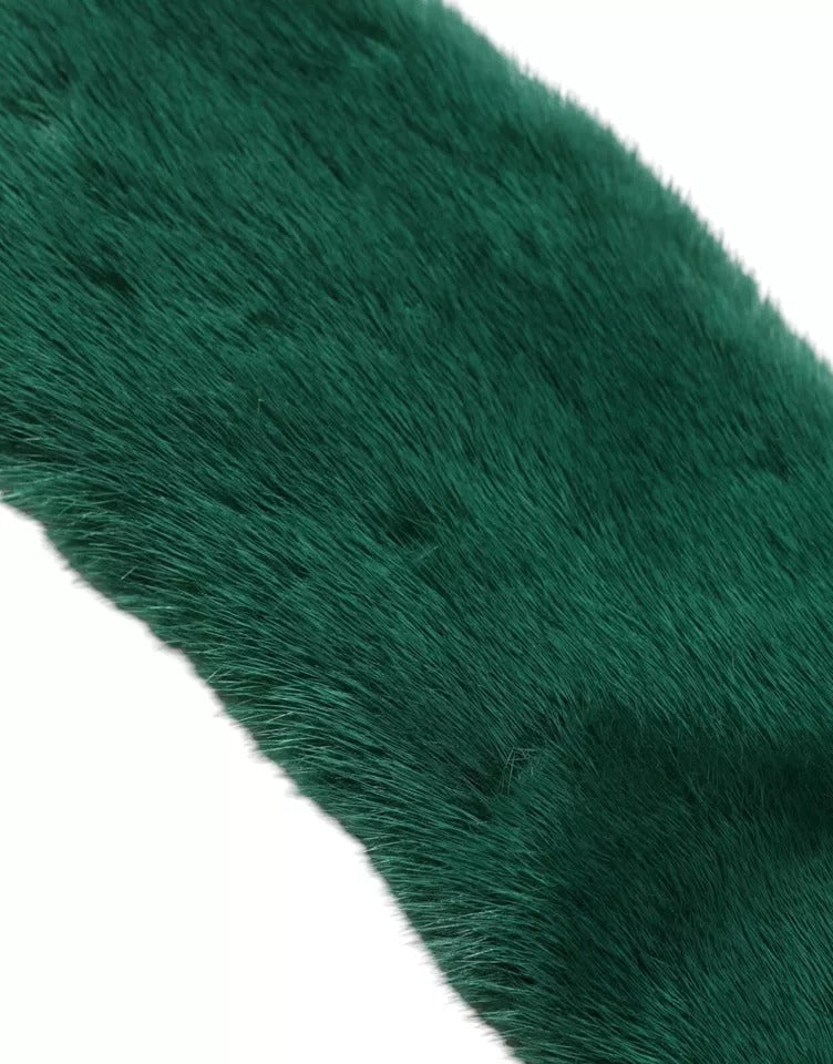 Green Mink Fur Collar Women Neck Wrap Scarf Dolce & Gabbana
