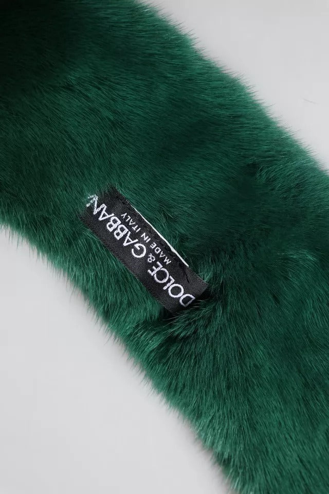 Green Mink Fur Collar Women Neck Wrap Scarf Dolce & Gabbana