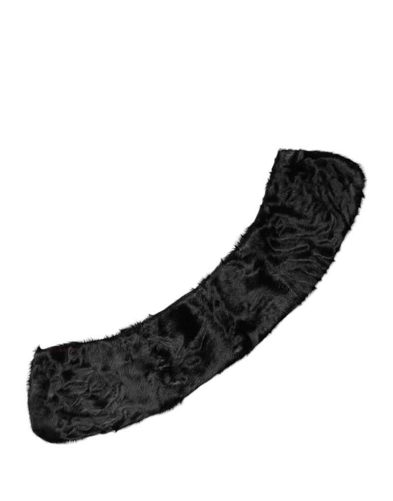 Black Lamb Fur Collar Women Neck Wrap Scarf Dolce & Gabbana