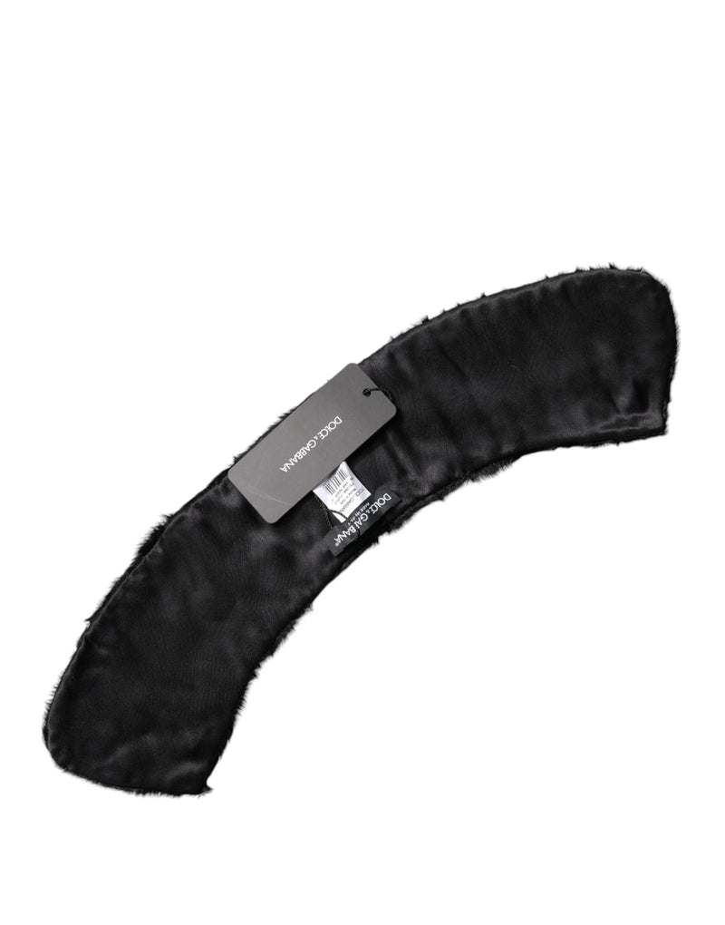 Black Lamb Fur Collar Women Neck Wrap Scarf Dolce & Gabbana