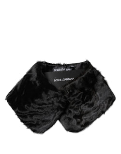 Black Lamb Fur Collar Women Neck Wrap Scarf Dolce & Gabbana