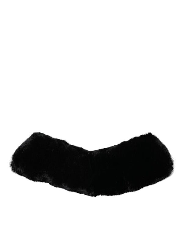 Black Lamb Fur Collar Women Neck Wrap Scarf Dolce & Gabbana
