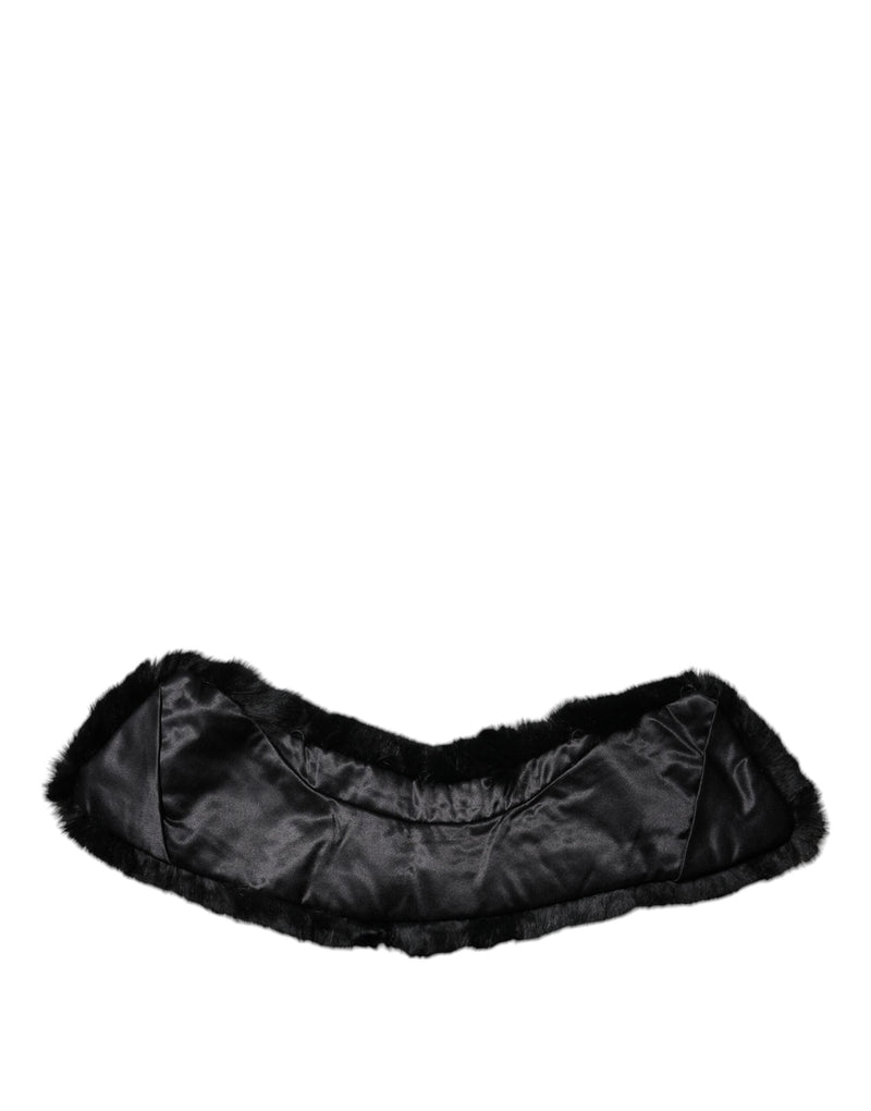 Black Lamb Fur Collar Women Neck Wrap Scarf Dolce & Gabbana
