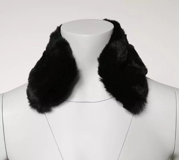 Black Lamb Fur Collar Women Neck Wrap Scarf Dolce & Gabbana