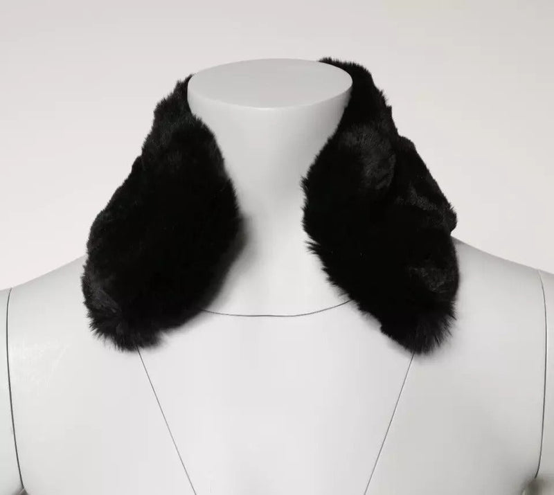 Black Lamb Fur Collar Women Neck Wrap Scarf Dolce & Gabbana
