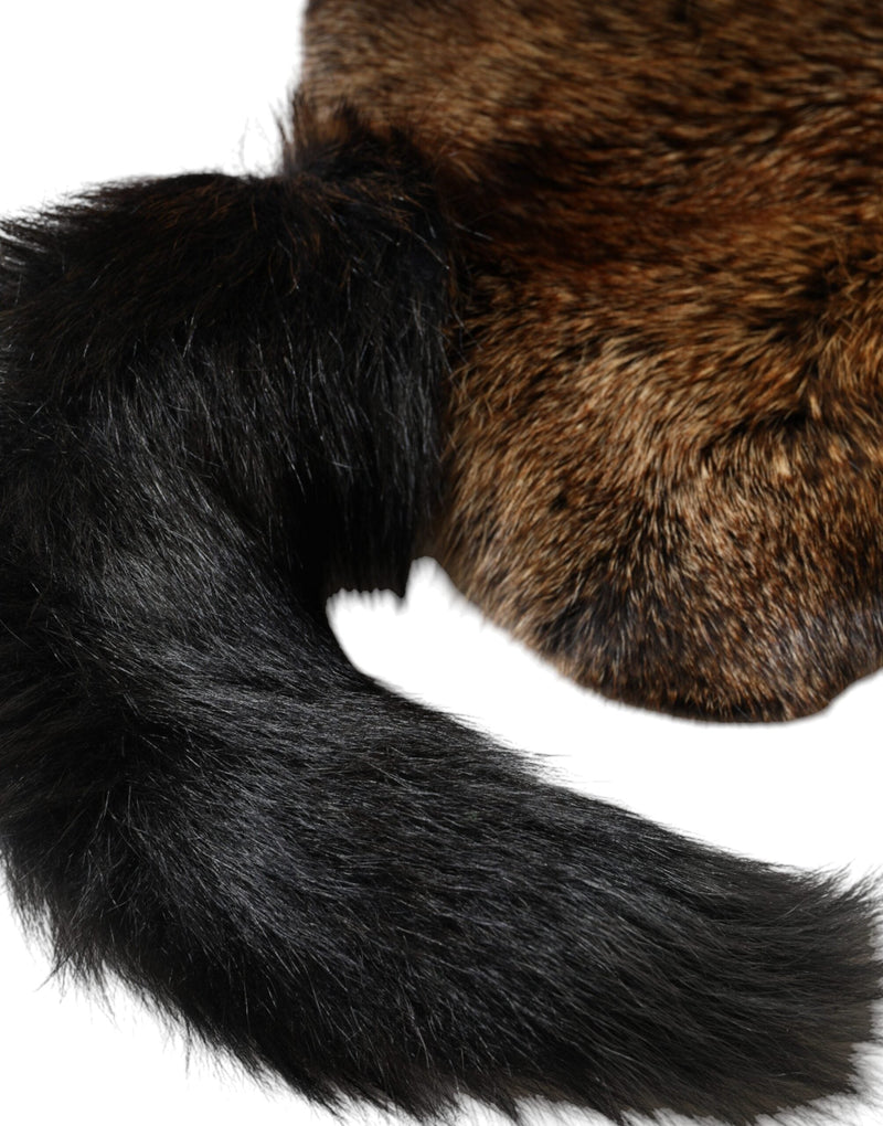 Brown Red Fox Fur Neck Warmer Winter Scarf Dolce & Gabbana