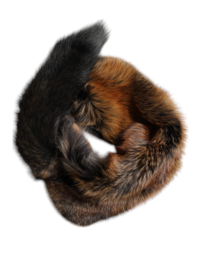 Brown Red Fox Fur Neck Warmer Winter Scarf Dolce & Gabbana