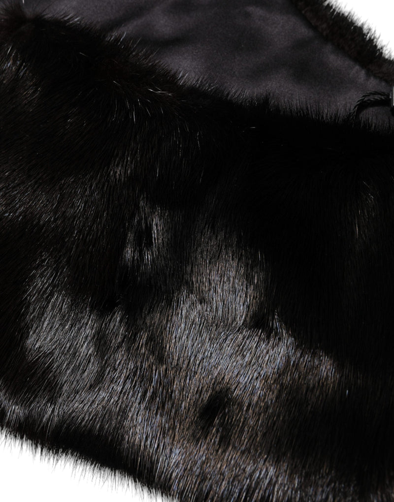 Black Fur Shawl Neck Wrap Cover Collar Scarf Dolce & Gabbana