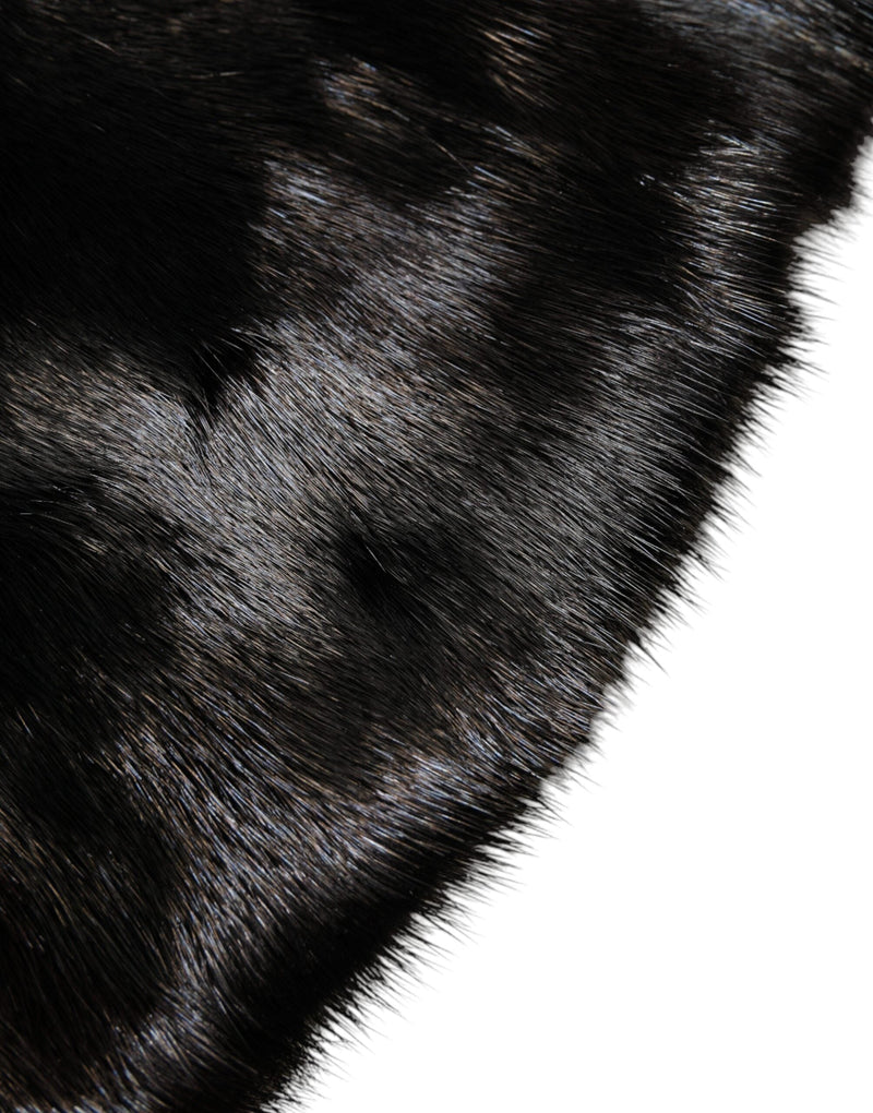 Black Fur Shawl Neck Wrap Cover Collar Scarf Dolce & Gabbana