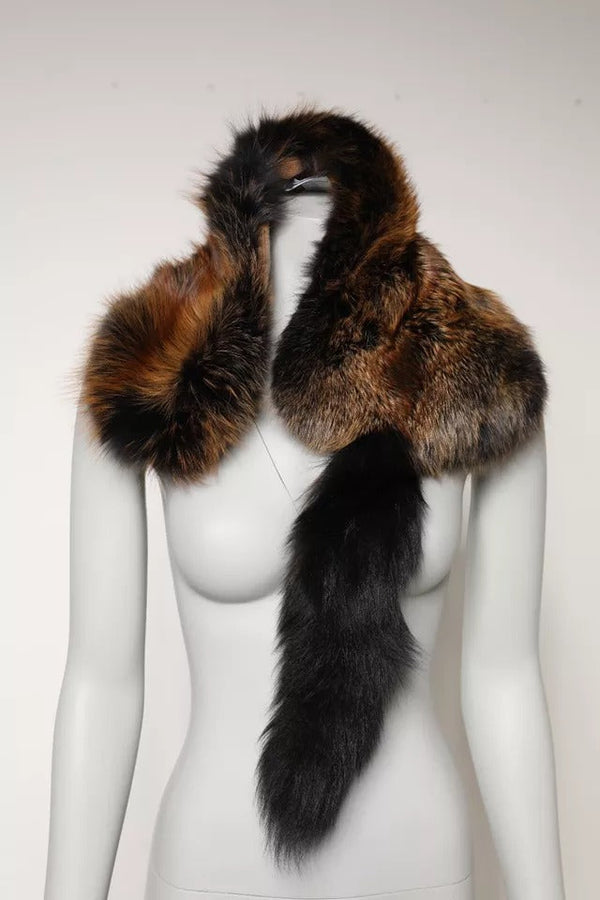 Brown Red Fox Fur Neck Warmer Winter Scarf Dolce & Gabbana