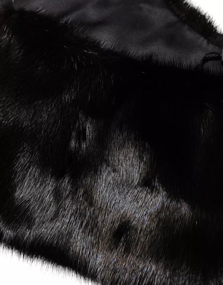 Black Fur Shawl Neck Wrap Cover Collar Scarf Dolce & Gabbana