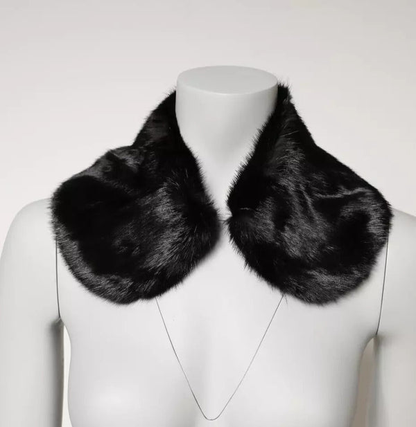 Black Fur Shawl Neck Wrap Cover Collar Scarf Dolce & Gabbana