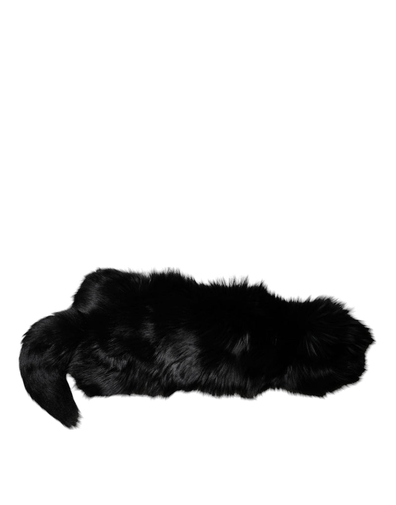 Black Fox Fur Neck Wrap Warmer Winter Scarf Dolce & Gabbana