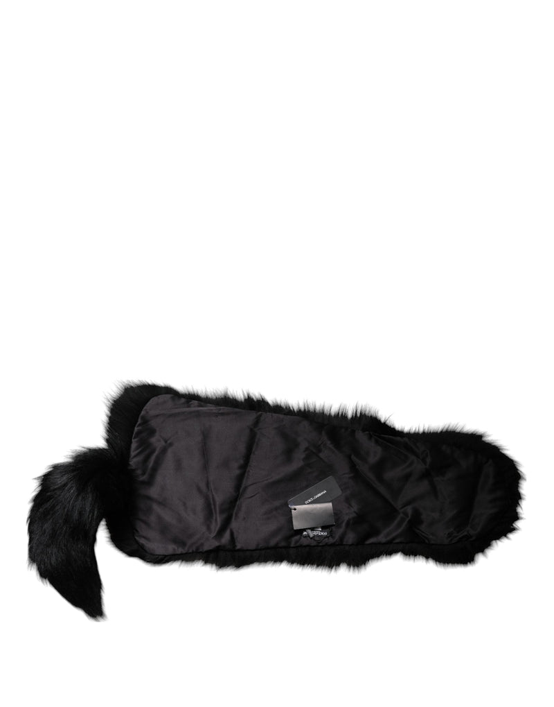 Black Fox Fur Neck Wrap Warmer Winter Scarf Dolce & Gabbana