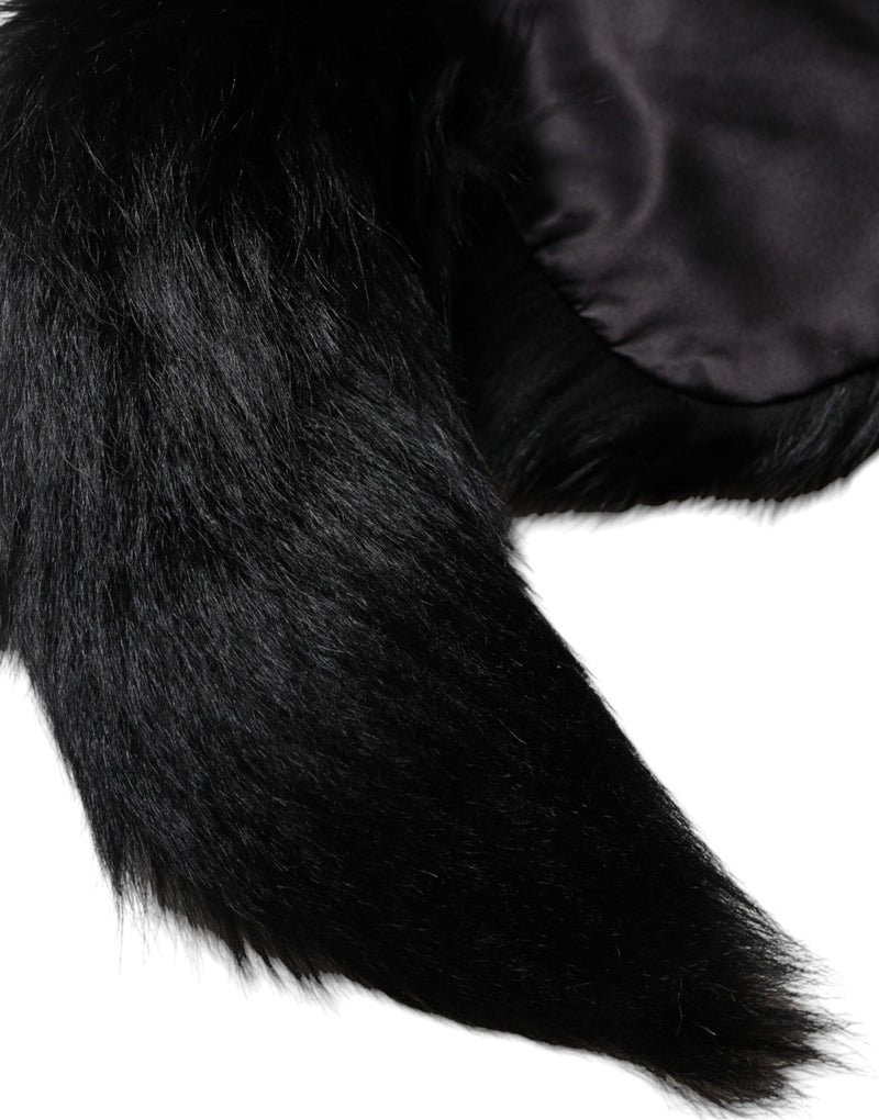 Black Fox Fur Neck Wrap Warmer Winter Scarf Dolce & Gabbana