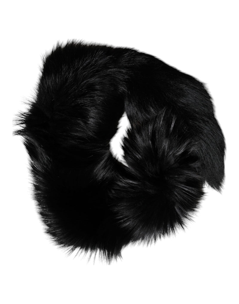 Black Fox Fur Neck Wrap Warmer Winter Scarf Dolce & Gabbana