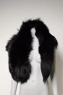 Black Fox Fur Neck Wrap Warmer Winter Scarf Dolce & Gabbana