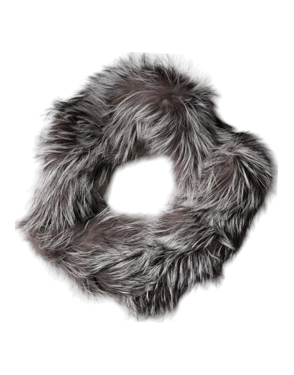 Gray Fox Fur Neck Wrap Warmer Winter Scarf Dolce & Gabbana