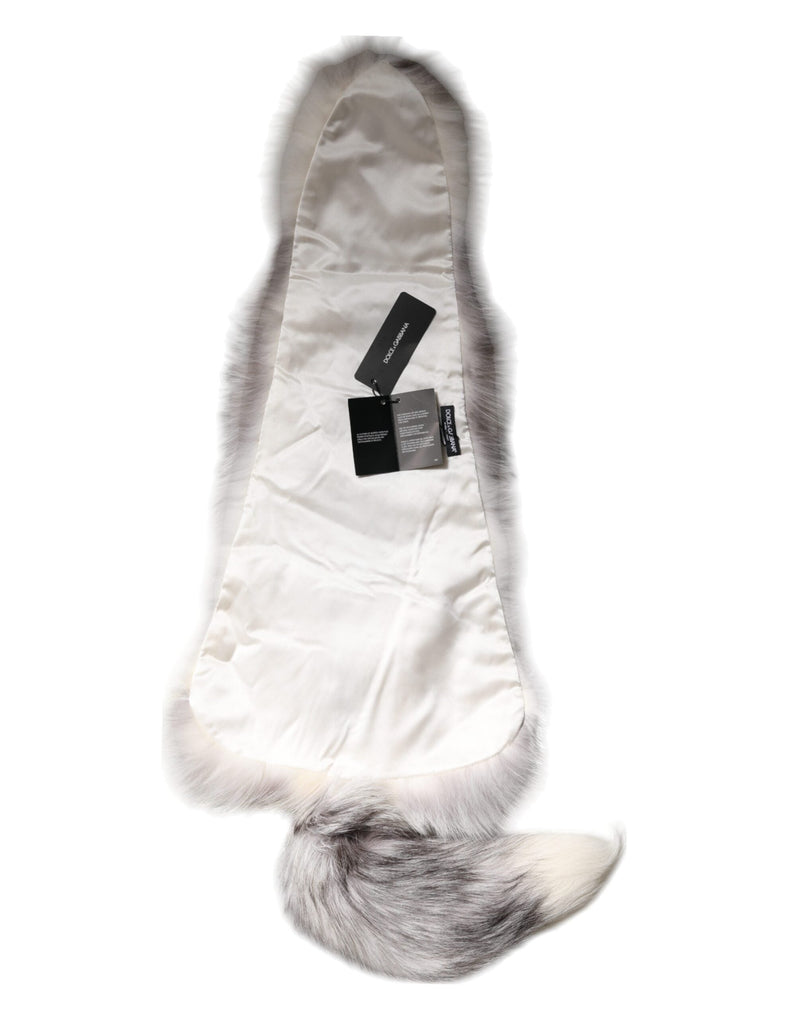 White Fox Fur Neck Wrap Warmer Winter Scarf Dolce & Gabbana