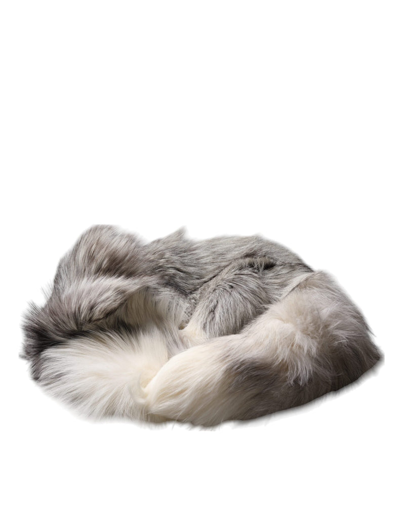 White Fox Fur Neck Wrap Warmer Winter Scarf Dolce & Gabbana