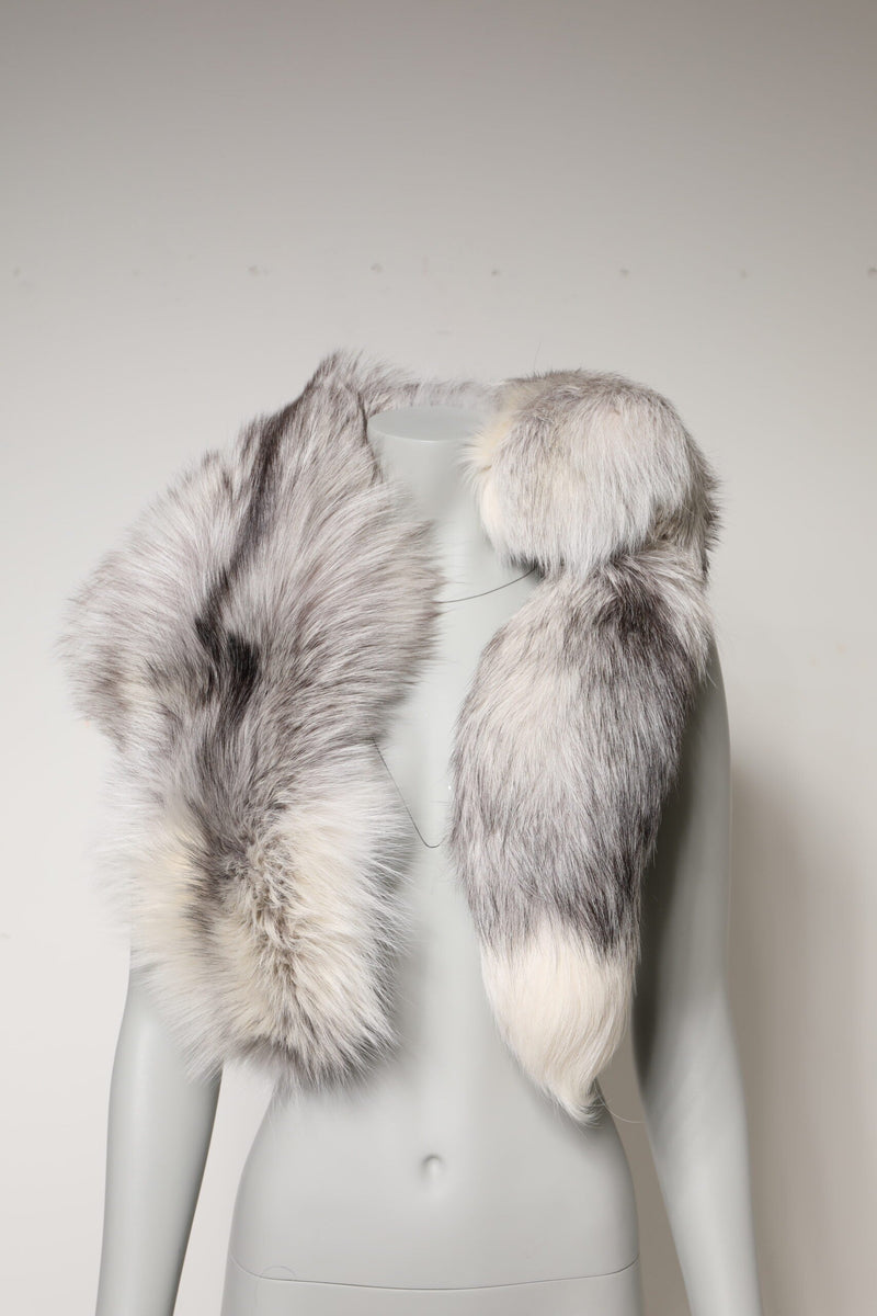 White Fox Fur Neck Wrap Warmer Winter Scarf Dolce & Gabbana