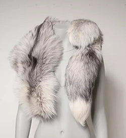 White Fox Fur Neck Wrap Warmer Winter Scarf Dolce & Gabbana