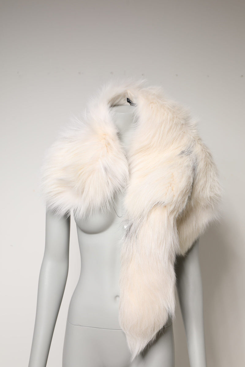 White Fox Fur Neck Wrap Warmer Winter Scarf Dolce & Gabbana