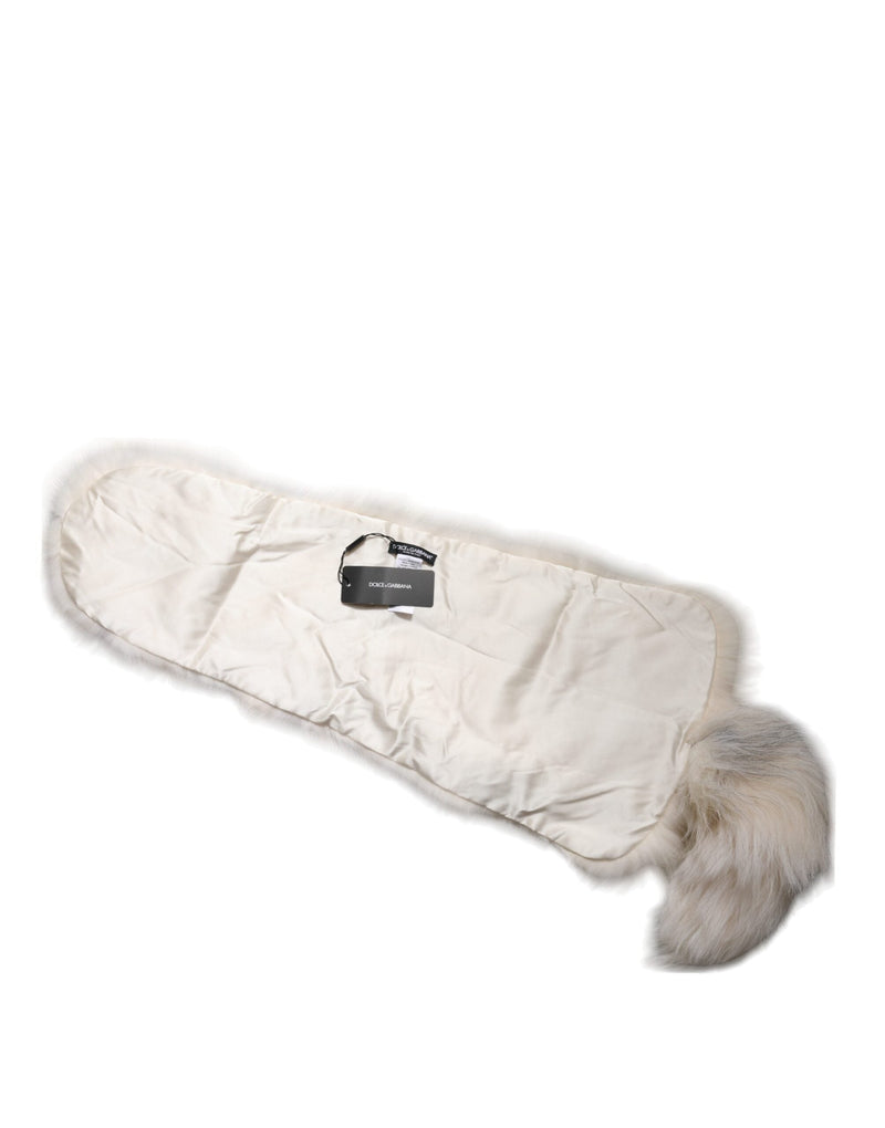 White Fox Fur Neck Wrap Warmer Winter Scarf Dolce & Gabbana