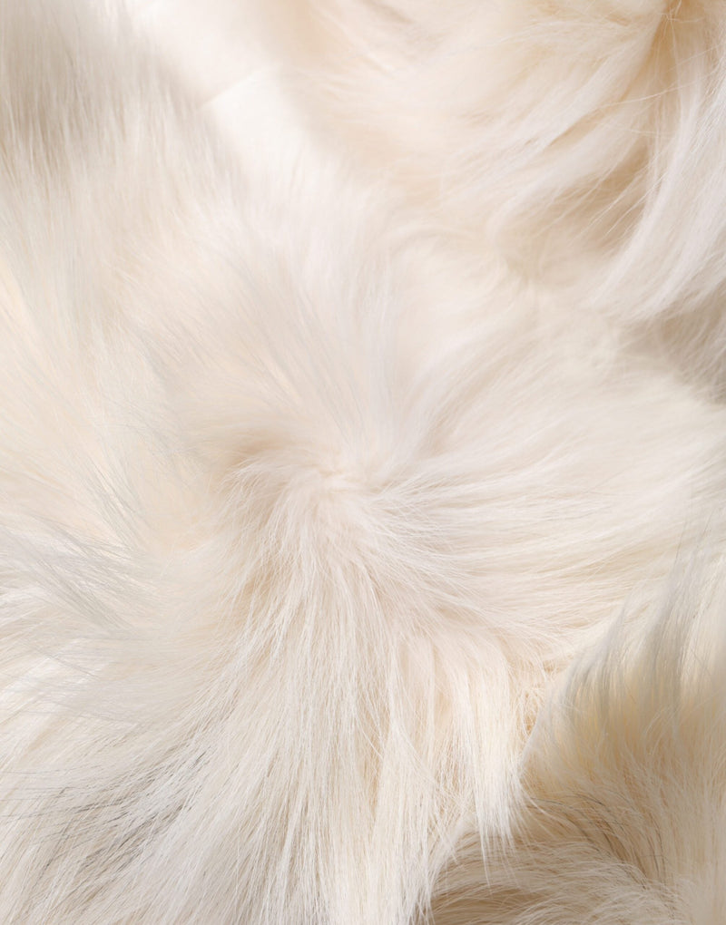 White Fox Fur Neck Wrap Warmer Winter Scarf Dolce & Gabbana