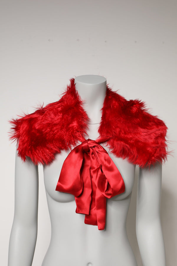 Red Alpaca Fur Women Neck Warmer Winter Scarf Dolce & Gabbana