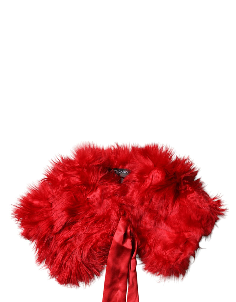 Red Alpaca Fur Women Neck Warmer Winter Scarf Dolce & Gabbana