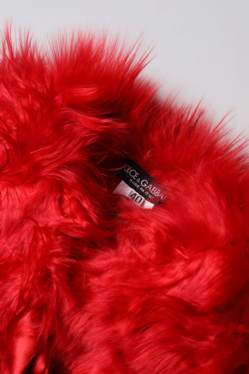 Red Alpaca Fur Women Neck Warmer Winter Scarf Dolce & Gabbana