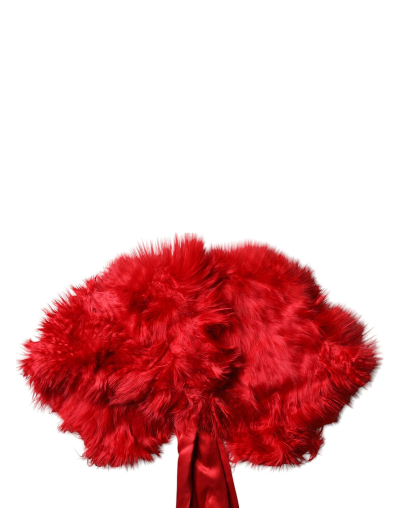 Red Alpaca Fur Women Neck Warmer Winter Scarf Dolce & Gabbana