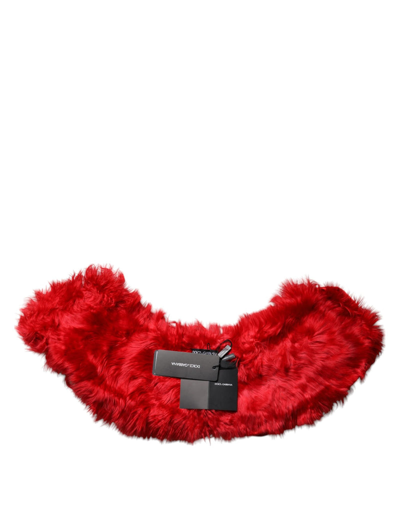 Red Alpaca Fur Women Neck Warmer Winter Scarf Dolce & Gabbana