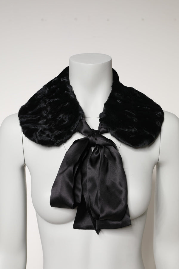 Black Lamb Fur Women Neck Warmer Winter Scarf Dolce & Gabbana
