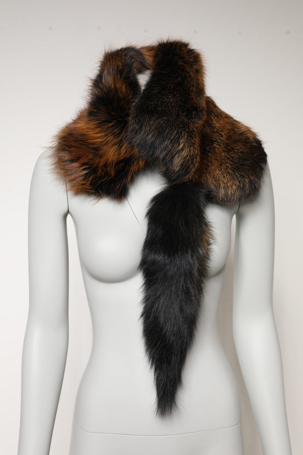 Brown Red Fox Fur Neck Warmer Winter Scarf Dolce & Gabbana
