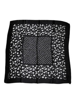 Black Floral Silk Square Wrap Shawl Scarf Dolce & Gabbana