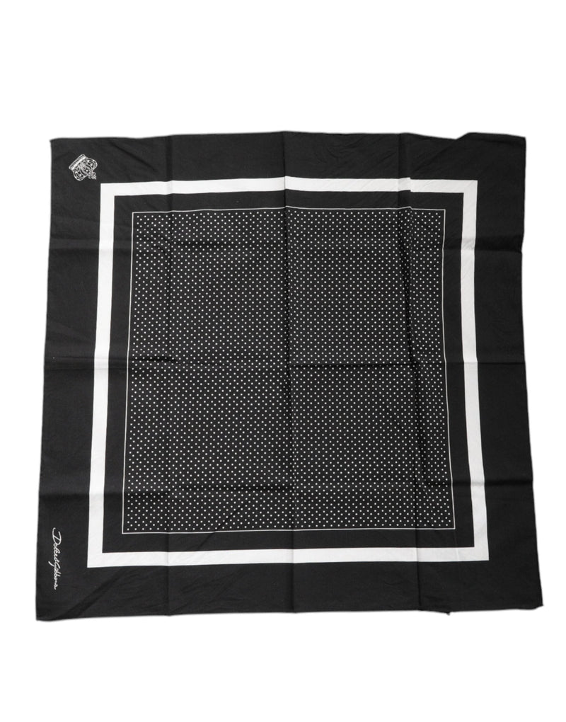 Black Polka Dots Cotton Handkerchief Scarf Dolce & Gabbana