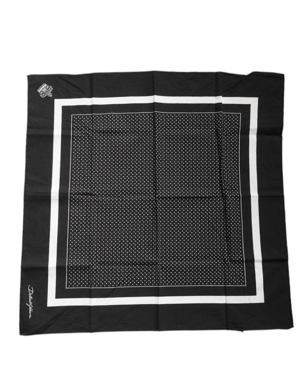 Black Polka Dots Cotton Handkerchief Scarf Dolce & Gabbana