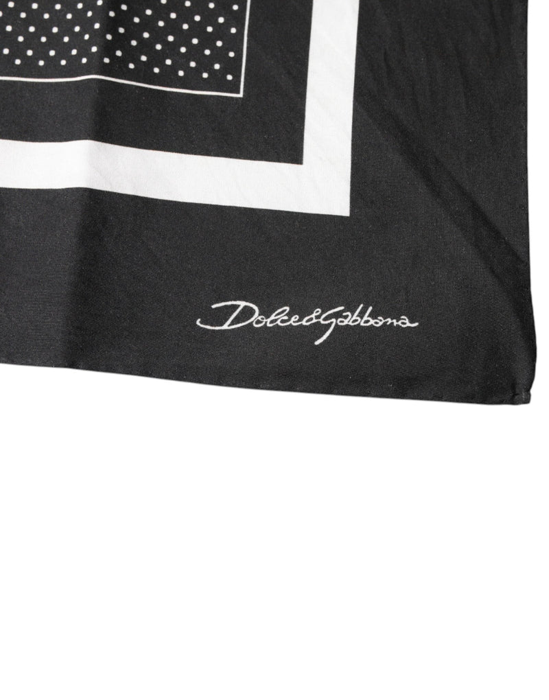Black Polka Dots Cotton Handkerchief Scarf Dolce & Gabbana