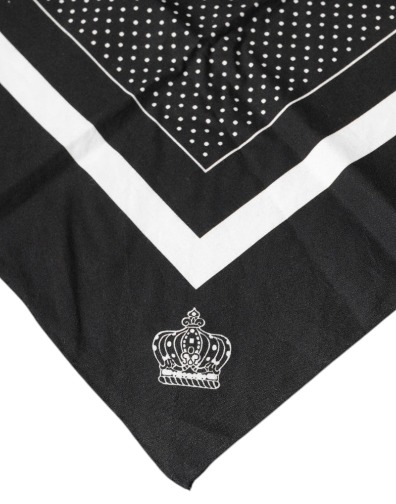 Black Polka Dots Cotton Handkerchief Scarf Dolce & Gabbana