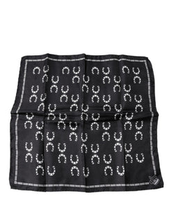 Black Horseshoe Silk Square Handkerchief Scarf Dolce & Gabbana