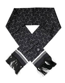 Black Patterned Skinny Fringes Shawl Scarf Dolce & Gabbana