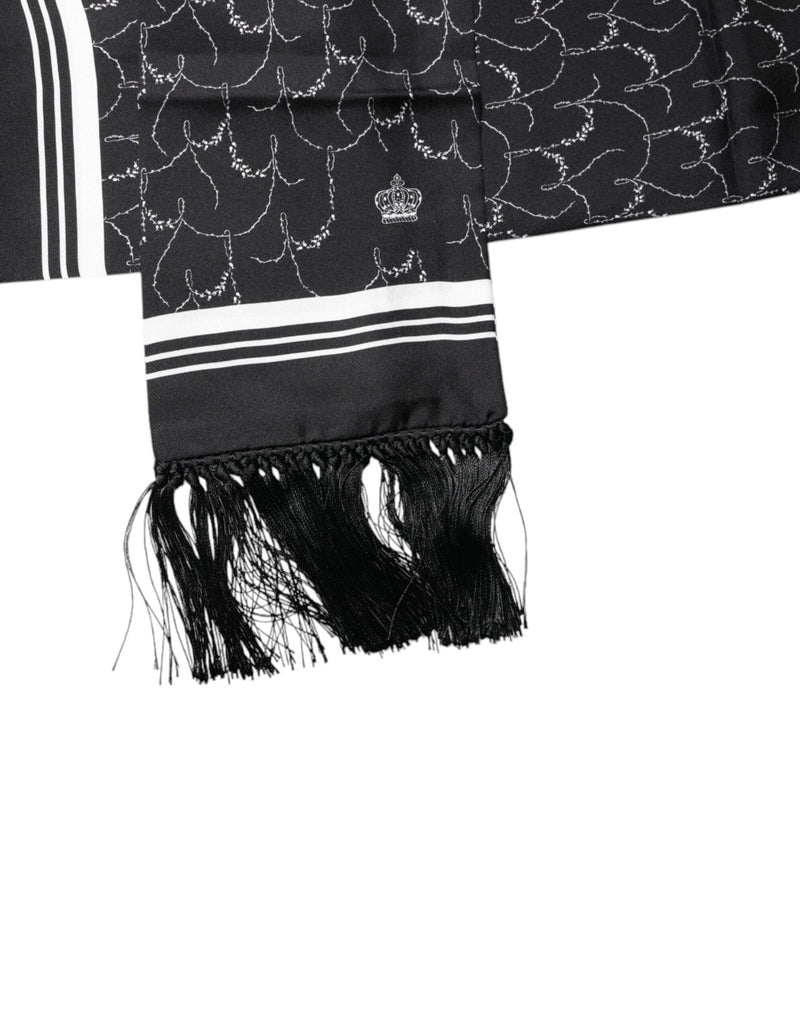 Black Patterned Skinny Fringes Shawl Scarf Dolce & Gabbana