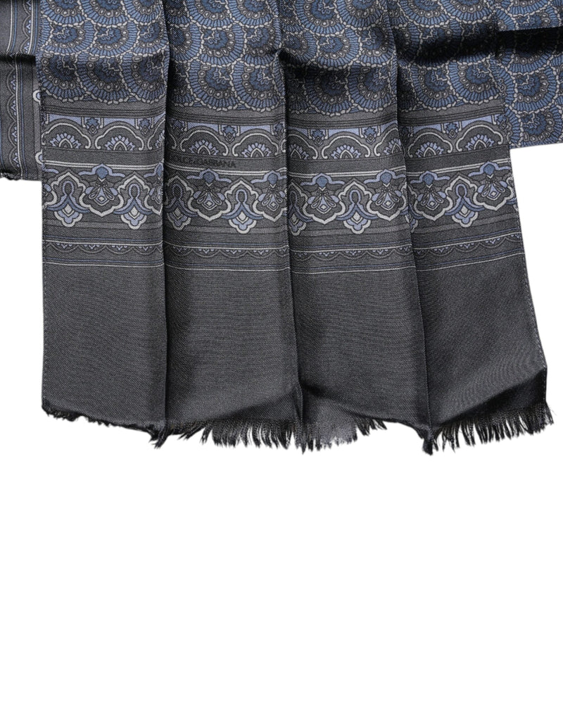 Dark Blue Fantasy Silk Neck Wrap Shawl Scarf Dolce & Gabbana